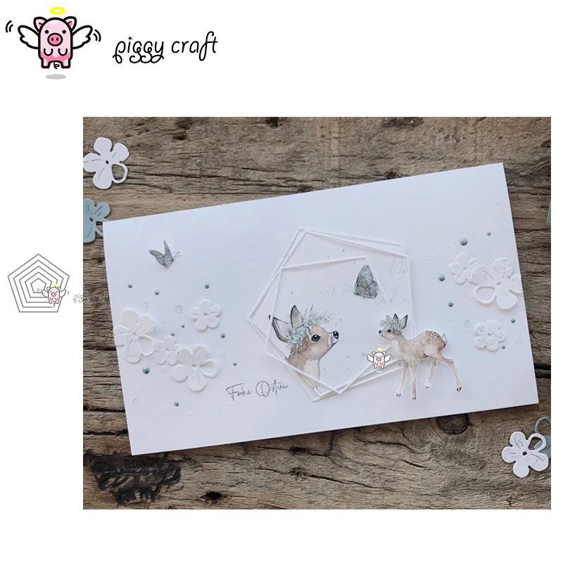 

Piggy Craft metal cutting dies cut die mold 5Pcs Pentagonal frame Scrapbook paper craft knife mould blade punch stencils dies