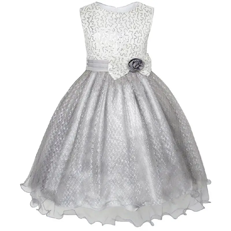 

Flower Girl Dress Glitter Sequin Wedding Bridesmaid Pageant 2019 Summer Princess Party Dresses Children Clothes Size 4-14
