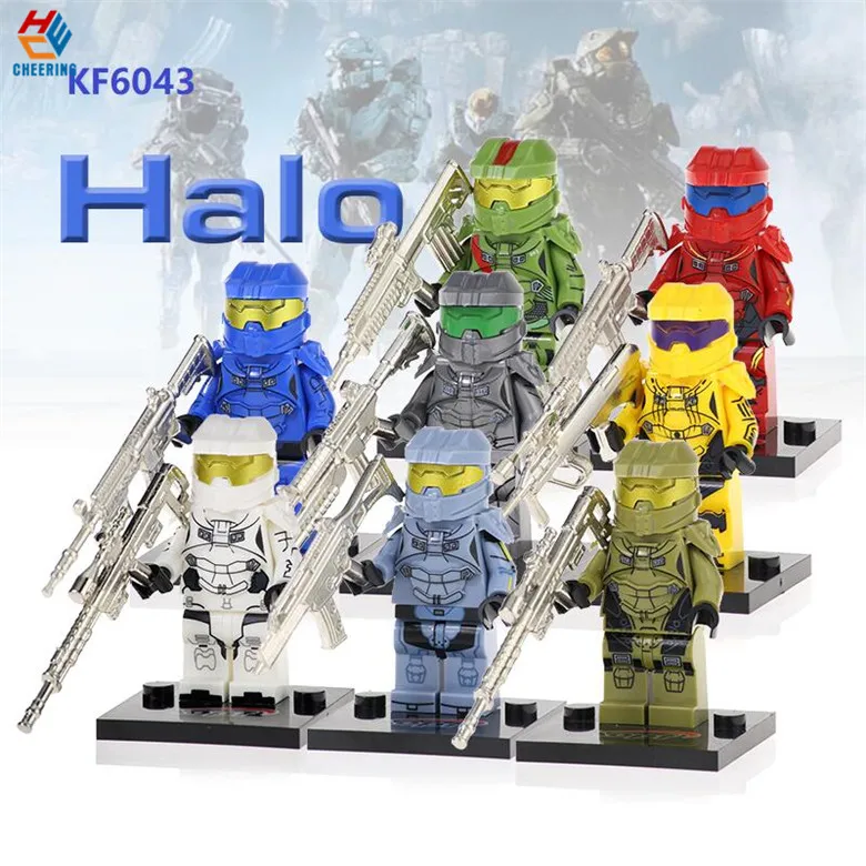 

Single Sale Building Blocks Halo Spartan Solider Warrior With Real Metal Weapon Action Figures Bricks Toys for children KF6043