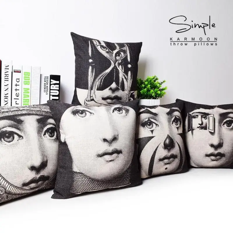 Винтажный Декор Fornasetti Подушка знаменитая красота для женщин маска для лица художественная льняная декоративная подушка Ретро стиль для дома аксессуары