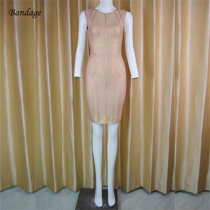 

New Arrival 2018 Summer Women Bandage Dress Fashion Foil Printing Sexy Sleeveless Vestido Celebrity Party Club Mini Rayon Dress