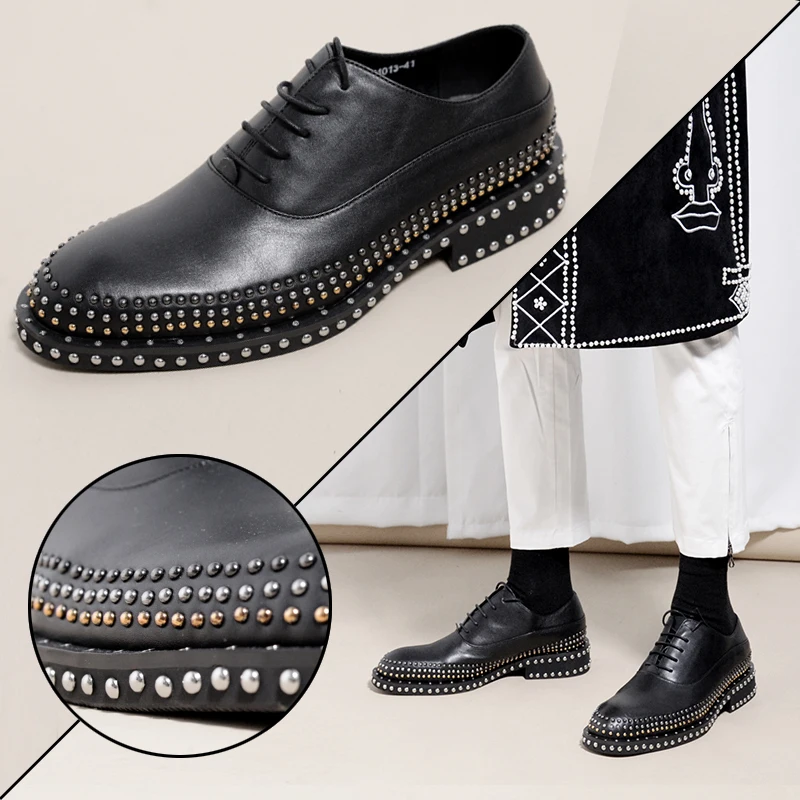 hair stylist shoes genuine leather low cut spikes thick soles