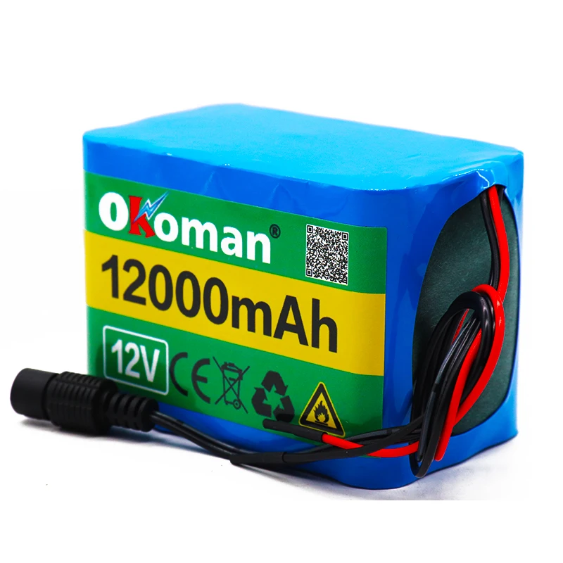 Okoman 12V 12Ah 18650 литиевая батарея 12,6 V 12000mAh аккумуляторная батарея с BMS для электроинструментов светодиодный ксеноновая лампа+ зарядное устройство