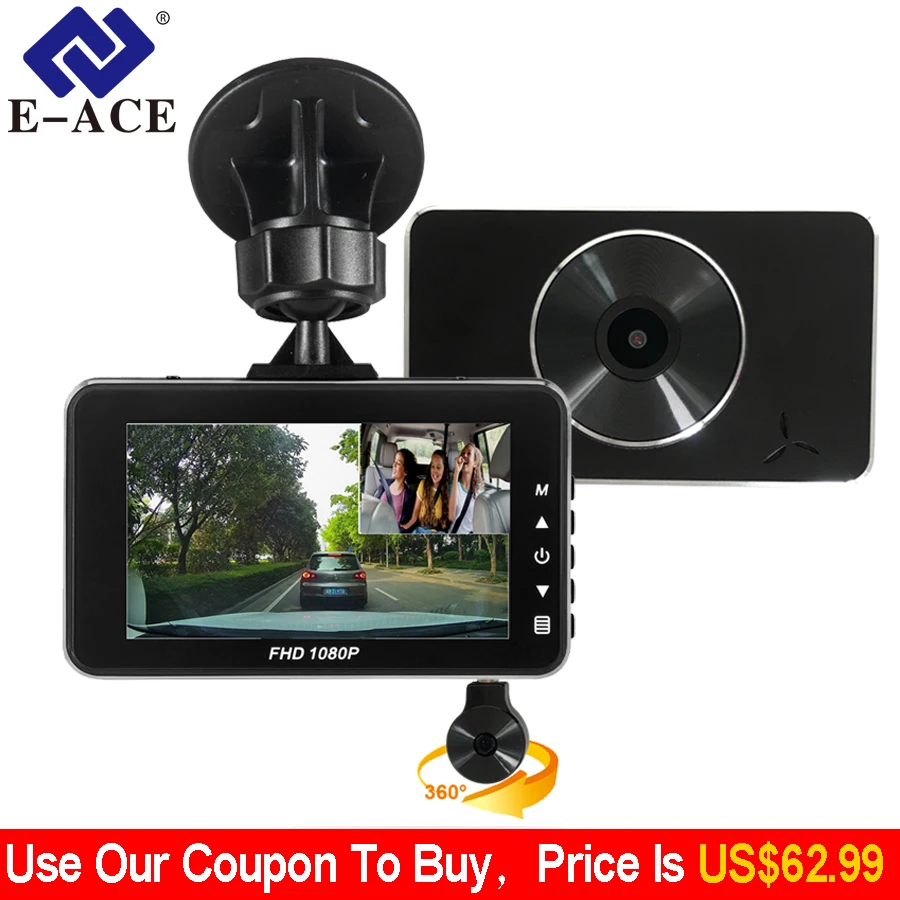 E ACE Car DVR Novatek 96658 Dash Cam Full HD 1080P 3 0 Inch Recorder Dash