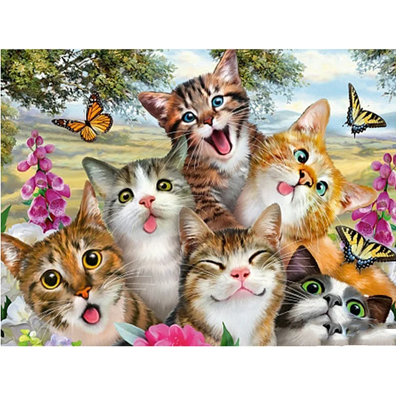 Full Square/Round Drill 5D DIY Diamond Painting &quotCute cats&quot Embroidery Cross Stitch Mosaic Decor Gift | Дом и сад