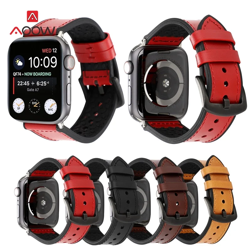 

AOOW Leather Bracelet For Apple Watch Band 42mm 38mm/44mm 40mm Series 4 3 2 1 For Apple Watch Strap iwatch Watchband