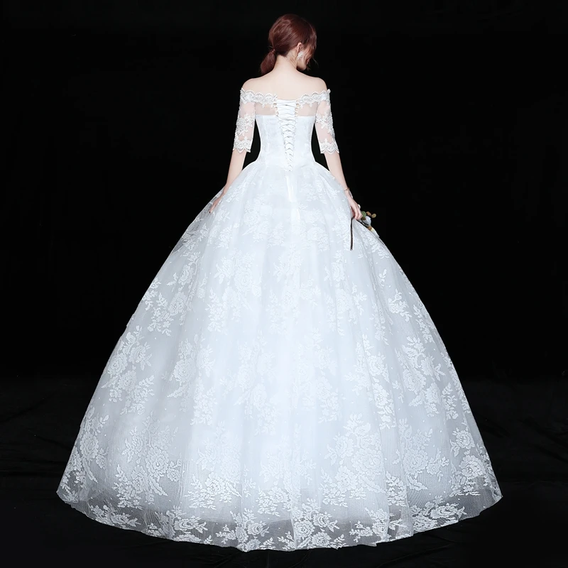 Корейский стиль свадебное платье размера плюс свадебное новое модное платье vestido de noiva длина до пола Иллюзия вырез лодочкой robe de mariee