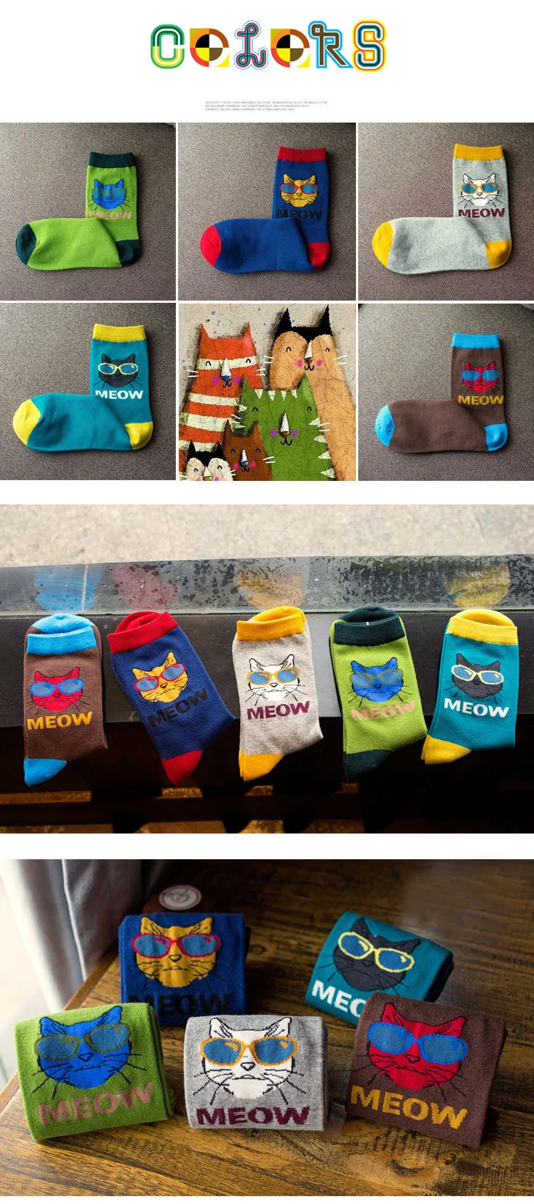 Epous/1 пара, мужские хлопковые носки с героями мультфильмов, носки с забавными котами, Модные фирменные дизайнерские комфортные дышащие