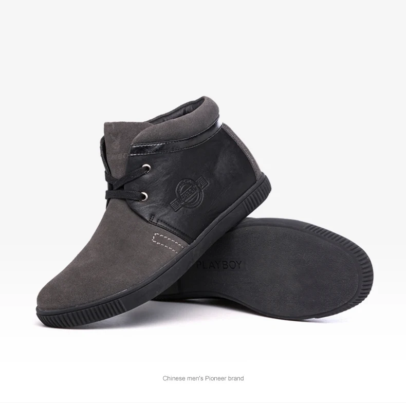PLAYBOY-40C; очень теплые мужские ботинки из натуральной кожи; Водонепроницаемая зимняя обувь; уличные теплые зимние ботинки; короткие плюшевые зимние ботинки