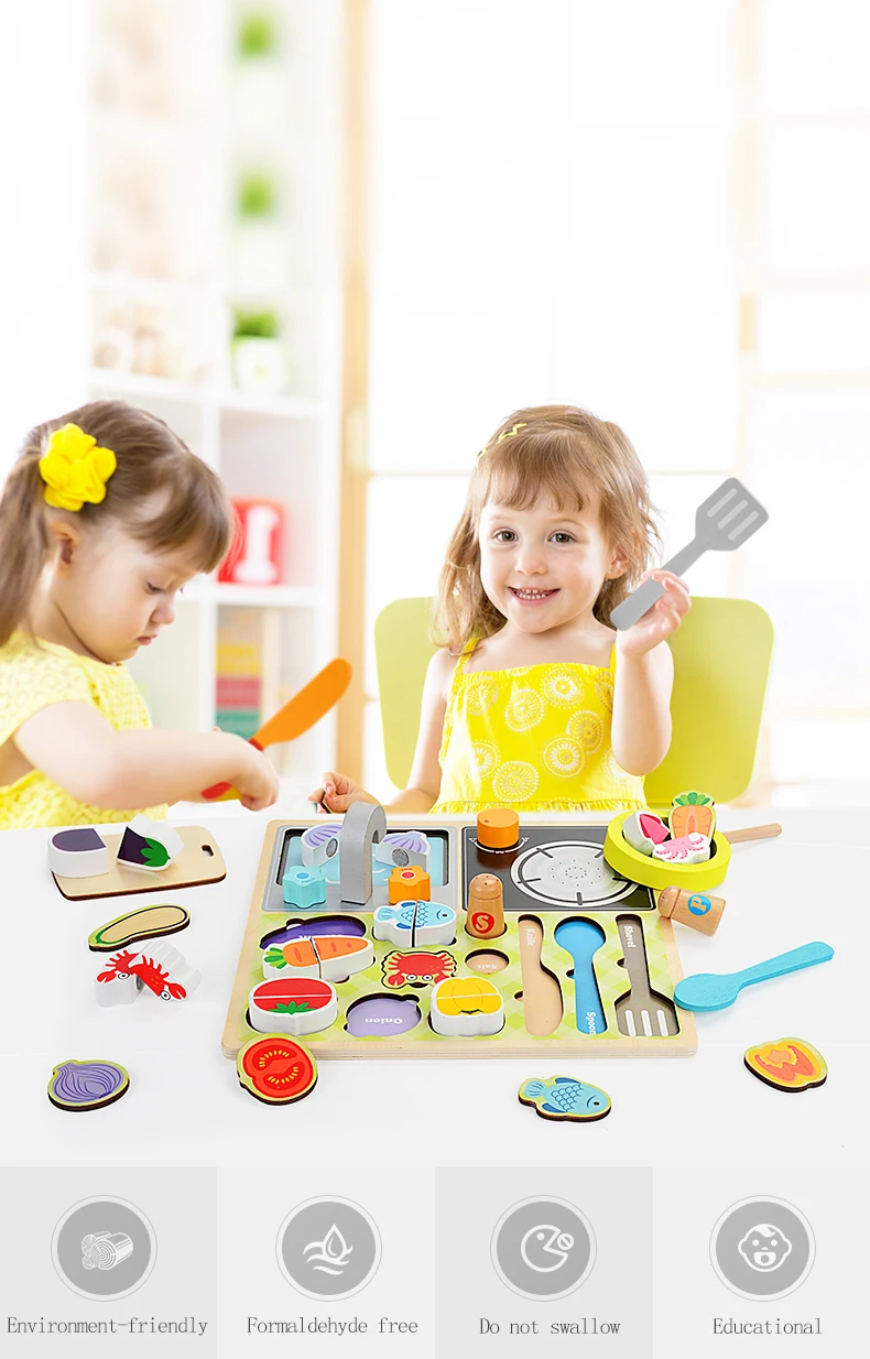 Zalami деревянная еда обучающая игрушка кухня игрушки набор детей барбекю ролевые игры