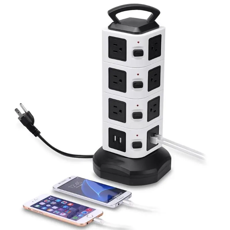 

Power Strip With USB Surge Protector Vertical Charging Row Socket 14 Outlet 4 USB Port