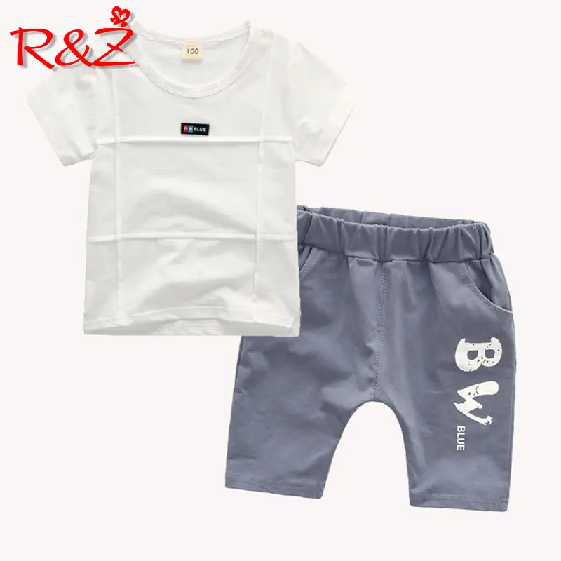 R&ampZ 2019 Children Short Sleeve Suit Shorts Summer Fashion Boys Top 1-2-3-4 years Baby T shirt Print Pants Two sets |