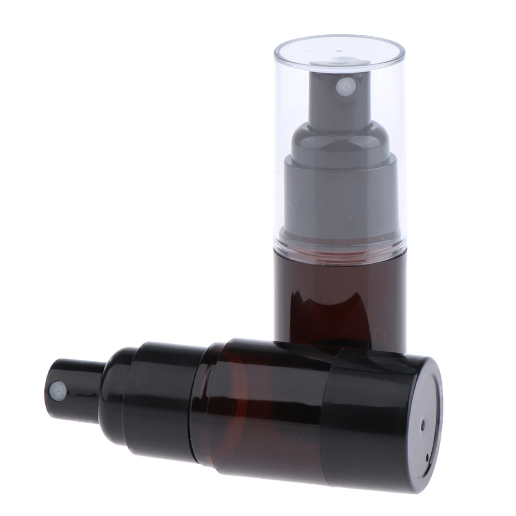 2 Pack Empty Brown Plastic Spray Bottles - 15ml Refillable Container for Essential Oil or Cosmetics