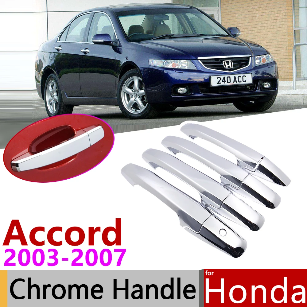 Chrome 4 Door Handle Cover Covers For 2003-2007 Honda Accord