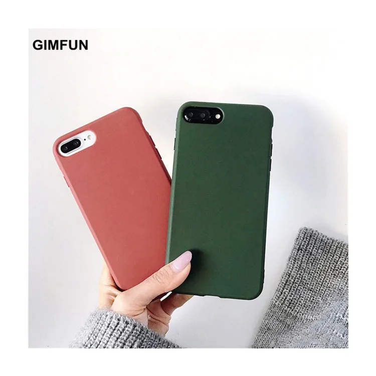 

Gimfun Simple Solid Tpu Case for Iphone X Xsmax Xs Xr 7 8 6 6s Plus Winred Green Silicone Back Cover Couples Anit--knock Cases