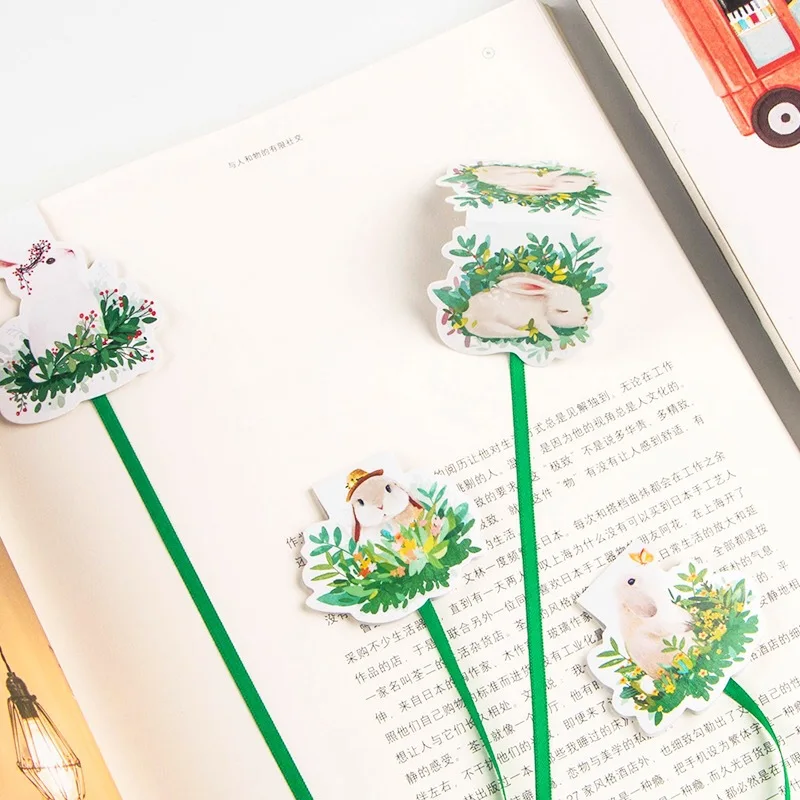 

Cute Kawaii Cartoon Rabbit Paper Bookmarks Creative Magnetic Book Marker For Books Korean Stationery Student 3822