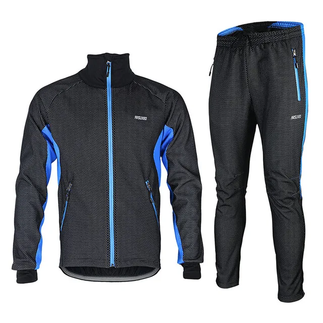ARSUXEO, мужские велосипедные куртки, зимняя теплая куртка для велоспорта MTB, велосипедная куртка, штаны, набор, для бега, ветрозащитная Джерси, одежда - Цвет: E14A NO 06