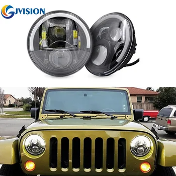 

50W LED motorcycle headlight 7" round Harley projector headlamp for Jeep Wrangler Hummer LandRover headlight kit