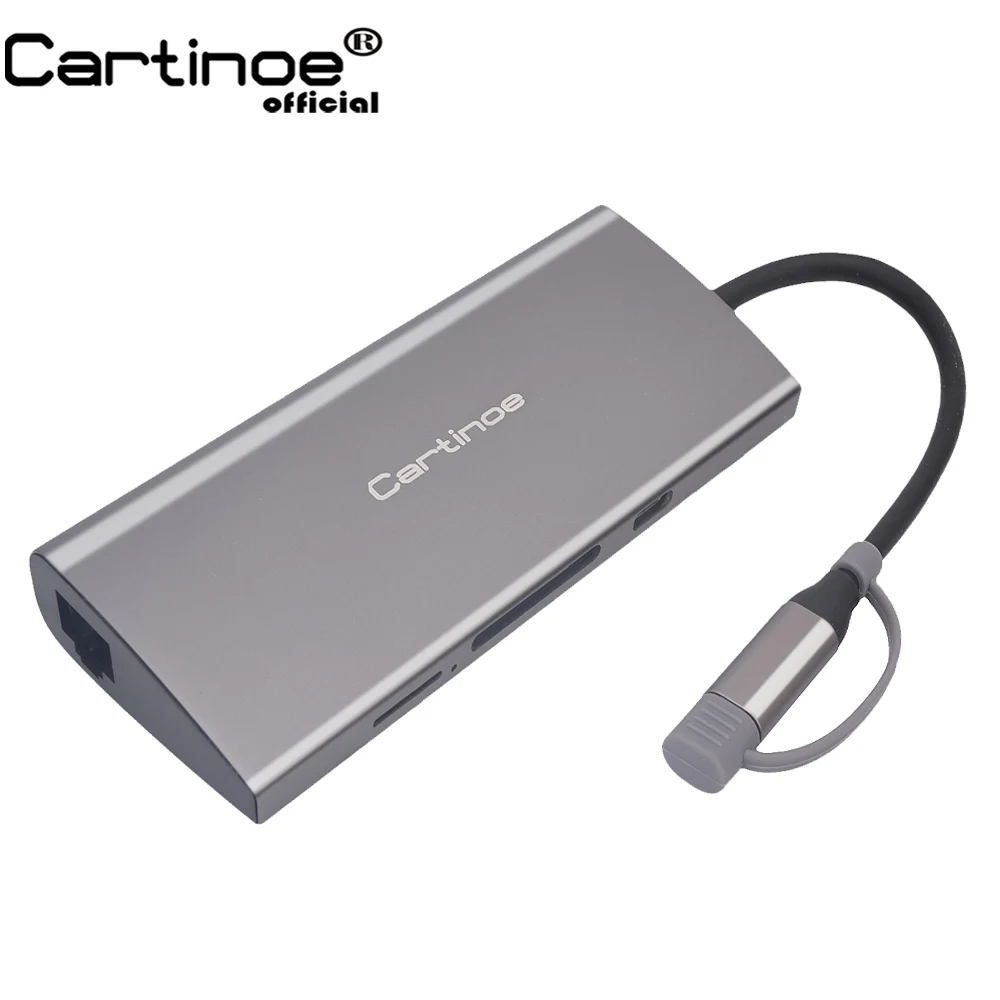 

Cartinoe Type-C USB-C 8in1 Super HUB Stand 4K HDMI 1000M RJ45 Ethernet, SD/TF Card Mini DP Thunderbolt USB 3.0 HUB Dock Station