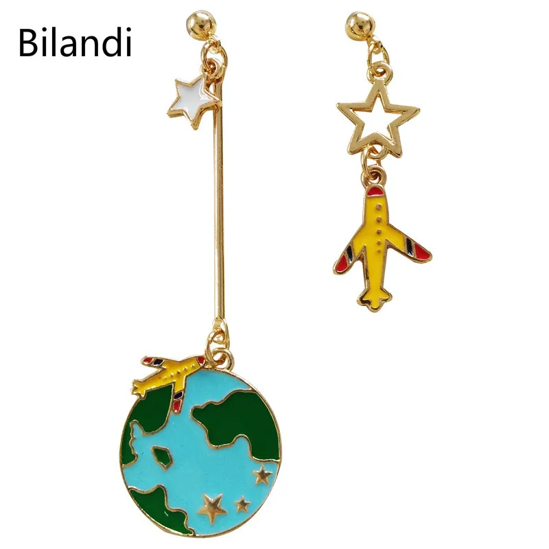 

Bilandi Brand Jewelry Earrings Metallic Multicolored Earrings Aircraft And Earth Elements Design For Women