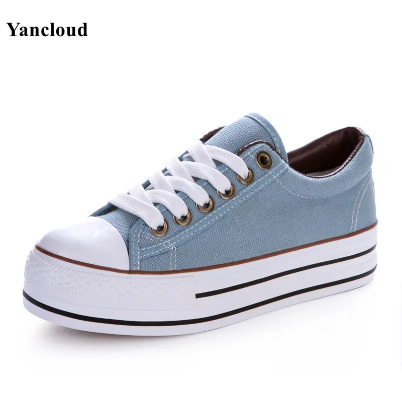 New 2017 Quality Women s Shoes Breathable Canvas Shoes Women Casual Platform Shoe Thick Sole Zapatillas