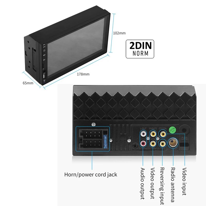 2 Din Apple Carplay coche Radio Bluetooth Android Auto 7 \