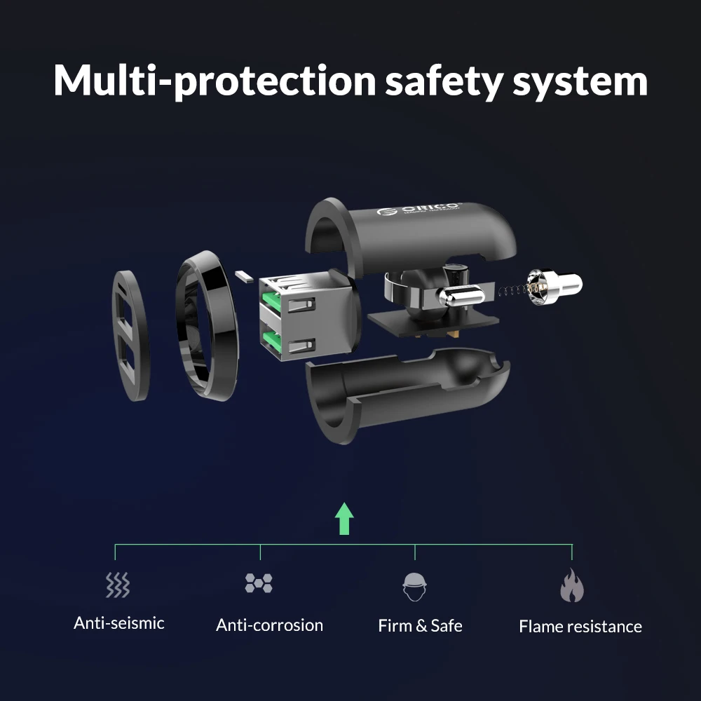 Orico Dual USB Автомобильное зарядное устройство 5 В/2,4 А зарядное устройство для мобильного телефона смарт-адаптер для путешествий USB зарядное устройство для iPhone 7/8/X Xiaomi samsung Galaxy