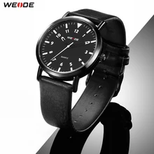 WEIDE Hot Clocks Quartz Movement Analog Sport Watches Leather Strap Military Black Dial Wrist Watches Relojes De Hombre for Man
