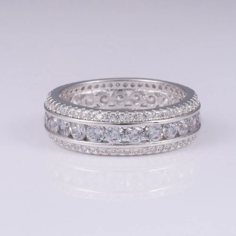 Обручальное кольцо с бриллиантами, имитация платины, размер 6,7, 8,9, 10