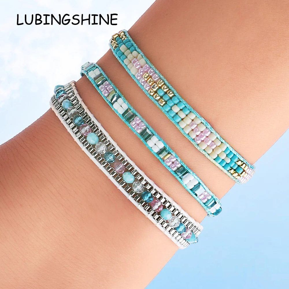 

Couples Woman Handmade Bohemia Braided Adjustable Rope Chain Crystal Bead Charms Bracelets Wristband Anklet Fashion Jewelry Gift