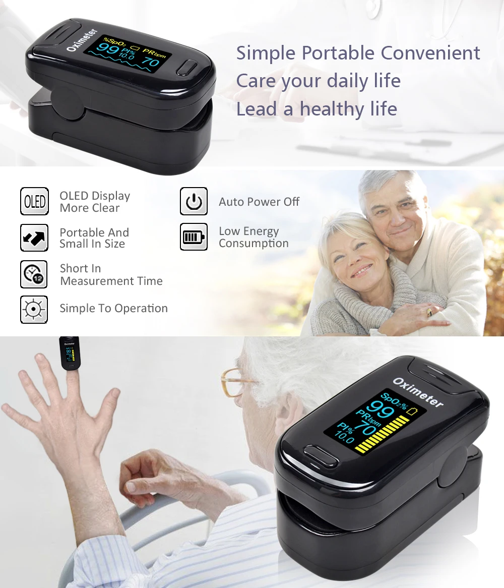 ELERA пальцевой Пульсоксиметр OLED портативный многонаправленный дисплей SPO2 PR PI насыщение крови кислородом ручной пульсоксиметр
