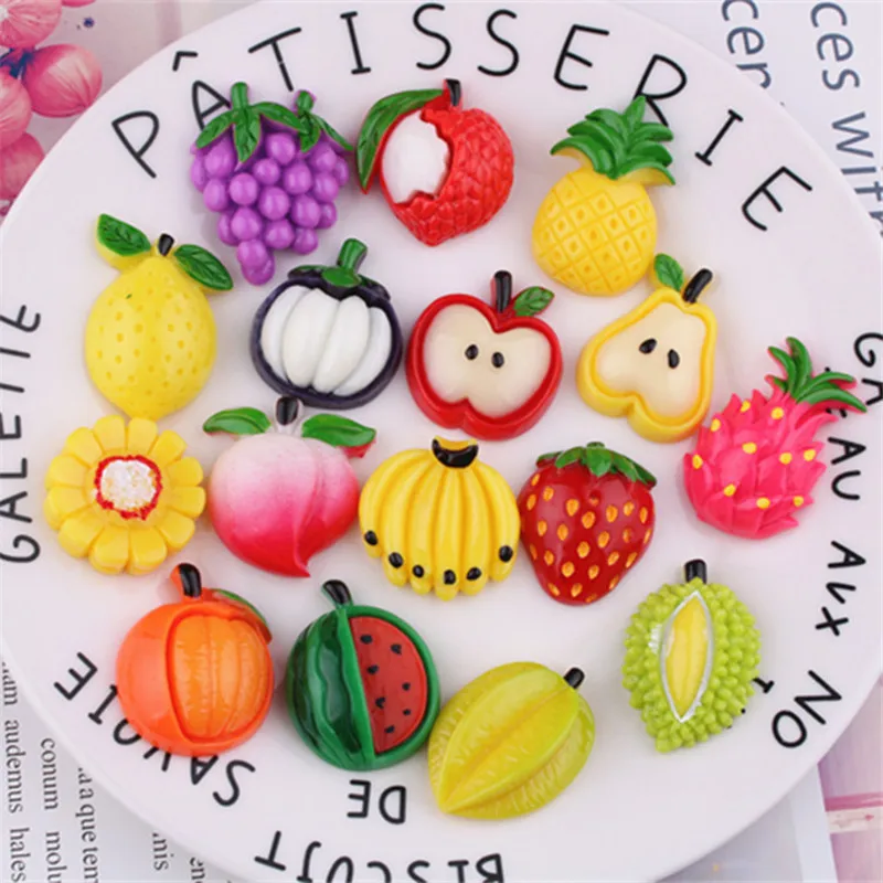 

8PC Small Artificial Resin Fruit For Slime DIY Fluffy Clay Kids Toy Pretend Play Doll House Decoration