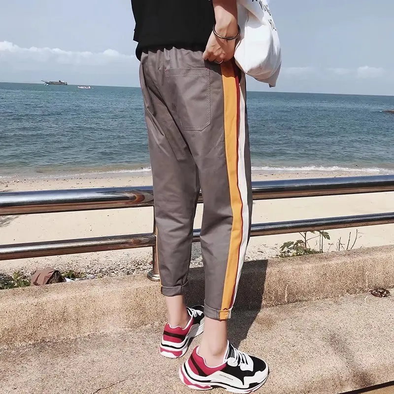 2018 Spring New Arrivals Men Fashion Loose Hit Color Black