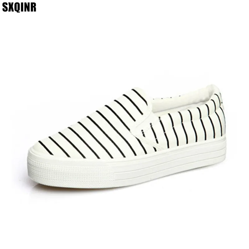 Moda 2018 White Zapatos black Mujer Verano Mocasines Primavera Las De Blanco Casual Transpirables Negro Nuevo Plataforma Lona Mujeres HIxwF7qI