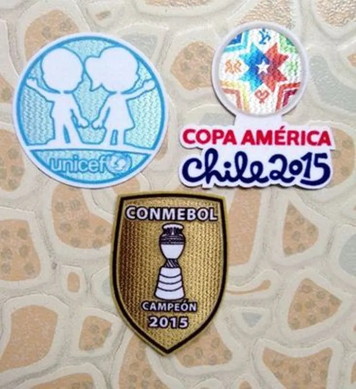 

3pcs/lot 2015 America Cup champion Chile special 3D flocking cloth badge, UEFA world cup patch DIY.