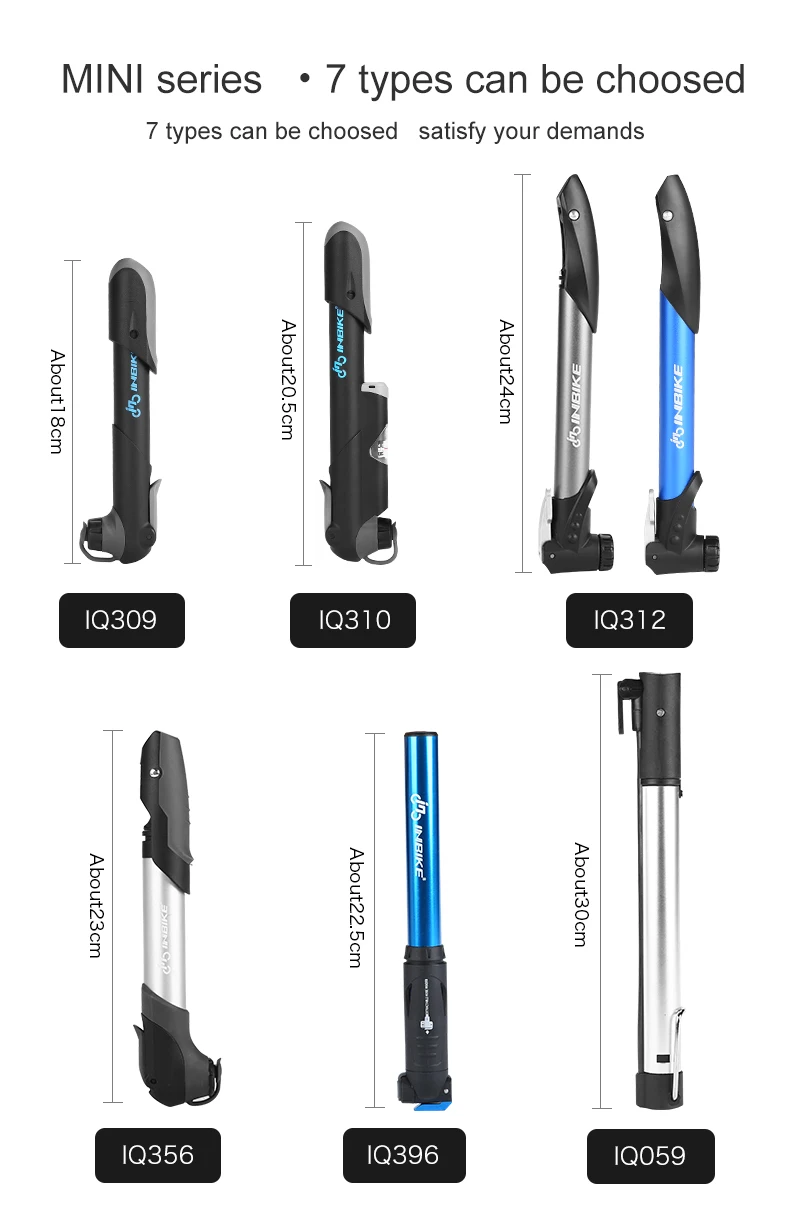 INBIKE MINI Портативный насос для велосипеда с манометром Велосипедный насос дорожный велосипед MTB Надувное высокопрочного сплава велосипедов воздушный насос 20 см