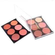 MISS ROSE Marca de Maquiagem Beleza Blush Paleta 6 Cores Suaves e Naturais Maquiagem Mineral Pó Contorno Bronzer Brilho Kit de Cosméticos