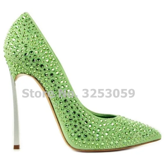 ALMUDENA/свадебные туфли с украшением в виде кристаллов; цвет красный, зеленый; свадебные туфли-лодочки на тонком металлическом каблуке; блестящие стразы; туфли на шпильках; Прямая поставка
