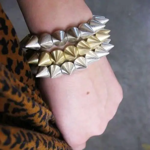 Christmas Gift Fashion Hot Cool Rock Punk Studs Spike Rivets Elastic Stretch Bangle Bracelet | Украшения и аксессуары