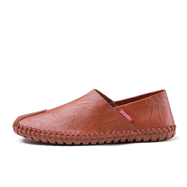 MIXIDELAI/размеры 38-50; Высококачественная Мужская обувь из натуральной кожи; Мягкие Мокасины; лоферы; модная брендовая мужская Повседневная Удобная обувь для вождения - Цвет: Khaki