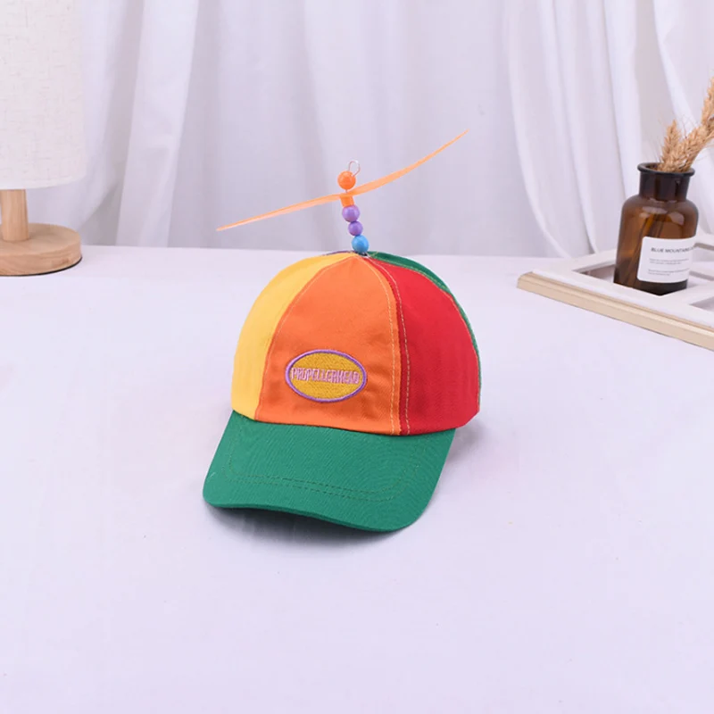 Летняя шапка, бейсбольная кепка с пропеллером, разноцветная Лоскутная забавная Милая солнцезащитная Кепка, детские бейсболки эластичные для мальчиков и девочек Кепка - Цвет: B