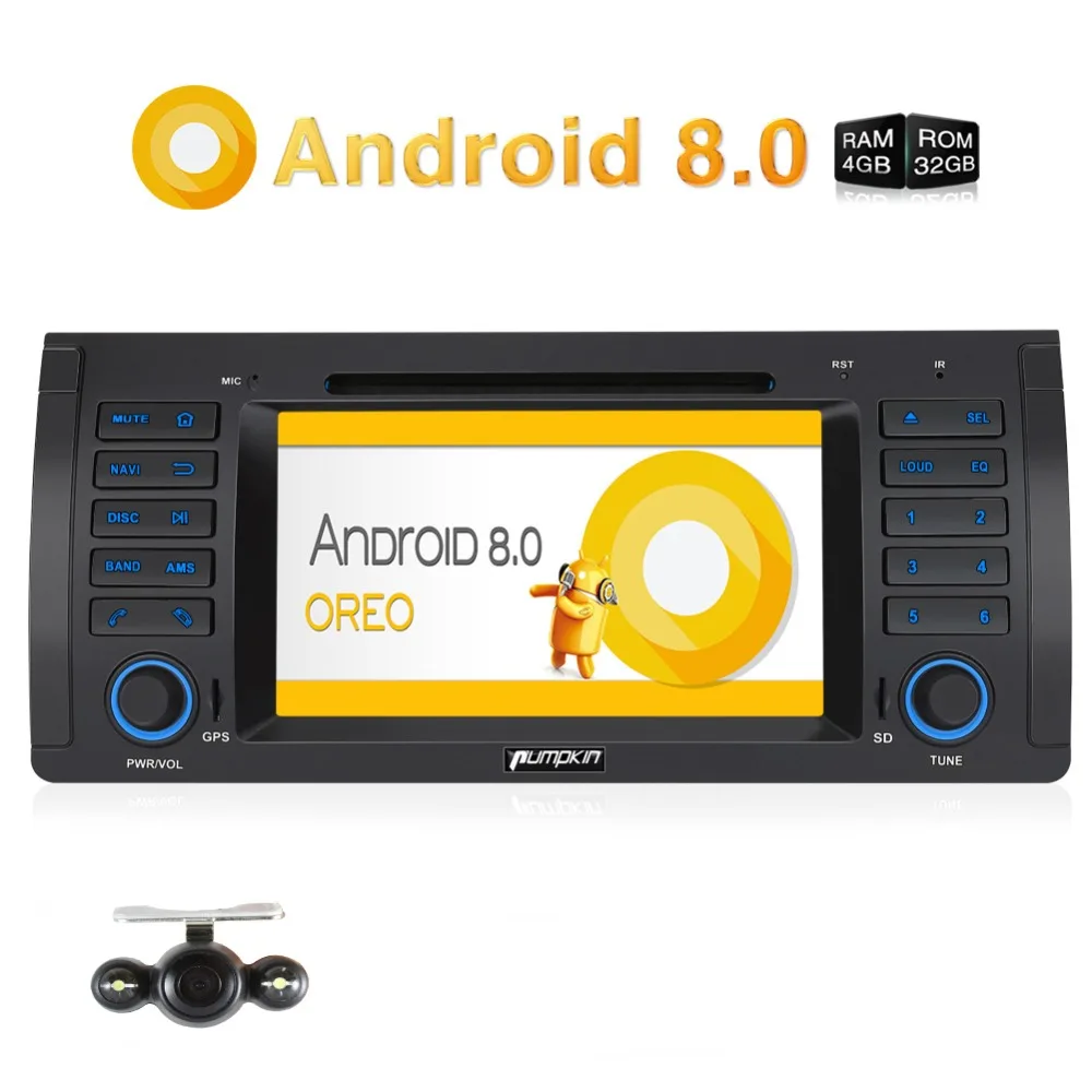 

Pumpkin Car Multimedia Player Android 8.0 GPS Auto Radio 4GB RAM Octa Core 2 Din 7"Car Stereo For BMW E39 Wifi 4G FM Radio