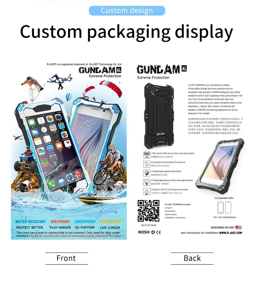 For Samsung Galaxy S10 S10 Plus Case R-JUST Gundam Armor Life Waterproof shockproof Aluminum Metal Cover Case for Galaxy s10+ (14)
