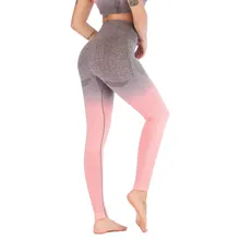 Для женщин Градиент штаны для йоги Хип Push Up Сжатия Работает Леггенсы с высокой талией эластичные фитнес-Спорт Леггинсы Бесшовные Брюки