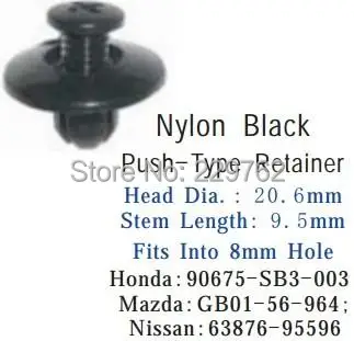 

25PCS Push Type Retainer For Honda 90675-SB3-003,Mazda GB01-56-96,Nissan 63876-95596 Auto Plastic Fastener Rivet Car Clips