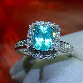 

Paraiba Tourmaline Ring 1.09ct Pure 18 K Gold Natural Paraiba Tourmaline Gemstones Diamonds Female Rings for Women Fine Ring