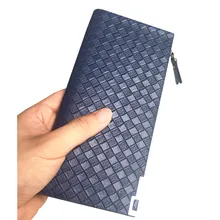 Плетеный дизайн, кошельки на молнии, мужской брендовый кошелек,, первоклассный кошелек из искусственной кожи, Длинные кошельки из кожи