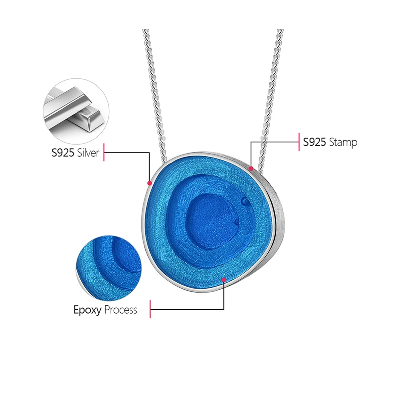 Lotus Fun Real 925 Sterling Silver Minimalism Style Fine Jewelry Geometric Near Round Design Epoxy Pendant without Necklace