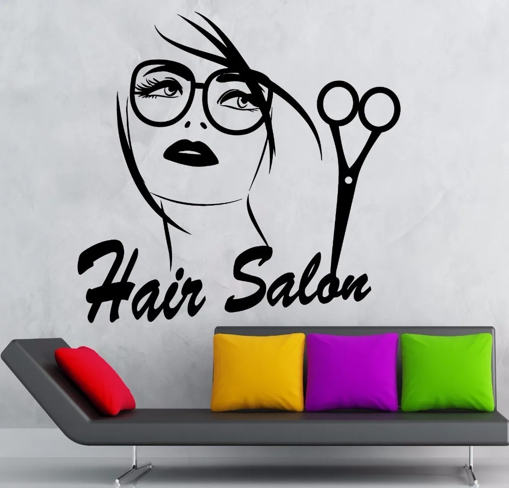 

YOYOYU Hair Salon Vinyl Wall Sticker Sexy Beauty Girl Haircut Removeable Decal Hair Stylist Room Decoration Art Poster ZX308