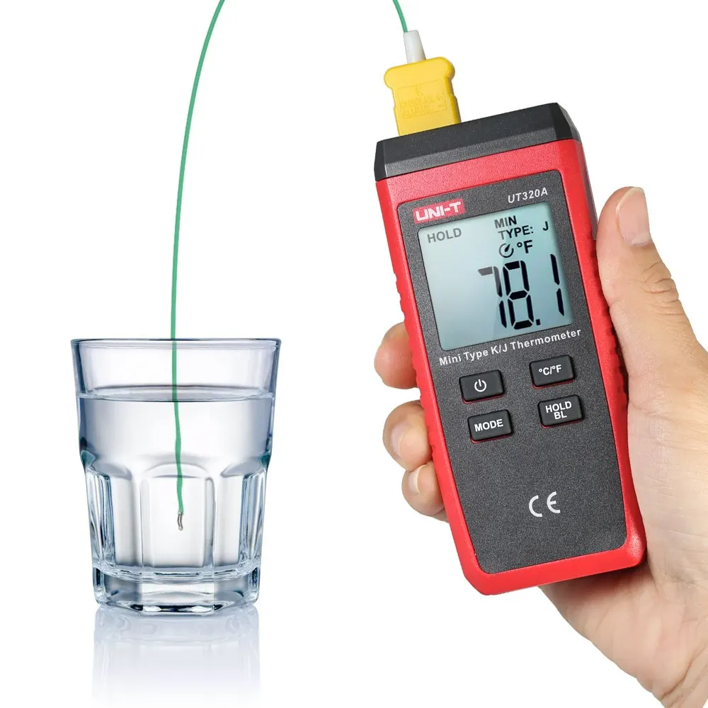 

UT320D Digital Thermometer 2-Channel Type K/J Thermocouple temperature instruments Sensor -50-1300C/-58-2372F Data Hold